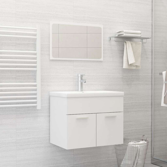Set Mobili da Bagno 2 pz Bianco in Legno Multistrato 804782