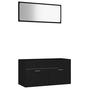 Set Mobili da Bagno 2 pz Nero in Legno Multistrato 804801