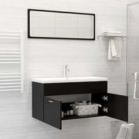 Set Mobili da Bagno 2 pz Nero in Legno Multistrato 804801