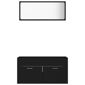 Set Mobili da Bagno 2 pz Nero in Legno Multistrato 804801