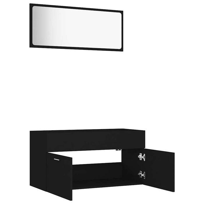 Set Mobili da Bagno 2 pz Nero in Legno Multistrato 804801
