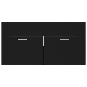 Set Mobili da Bagno 2 pz Nero in Legno Multistrato 804801