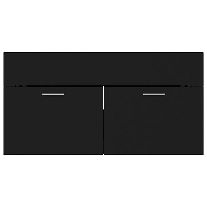 Set Mobili da Bagno 2 pz Nero in Legno Multistrato 804801