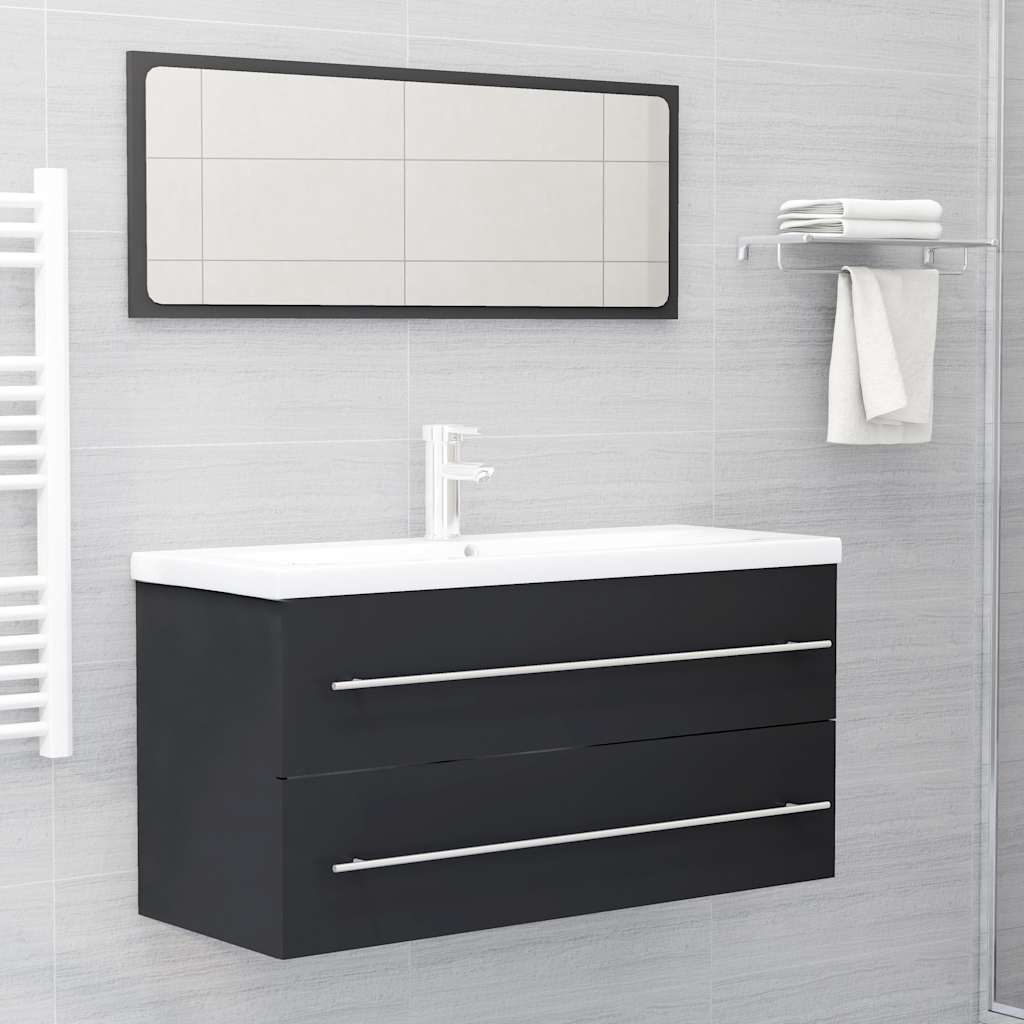 Set Mobili da Bagno 2 pz Grigio in Truciolato cod mxl 6422