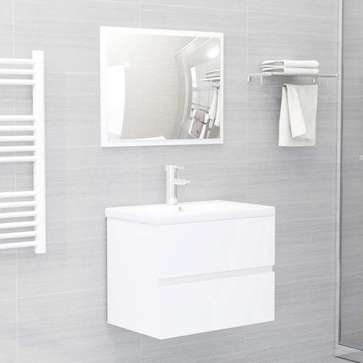 Set Mobili da Bagno 2 pz Bianco in Legno Multistrato 804872