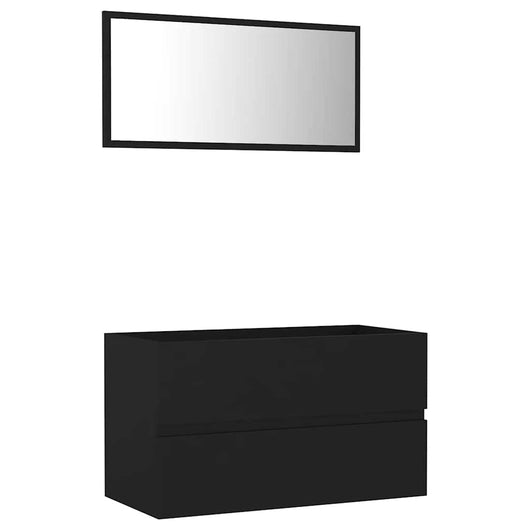 Set Mobili da Bagno 2 pz Nero in Legno Multistrato 804882