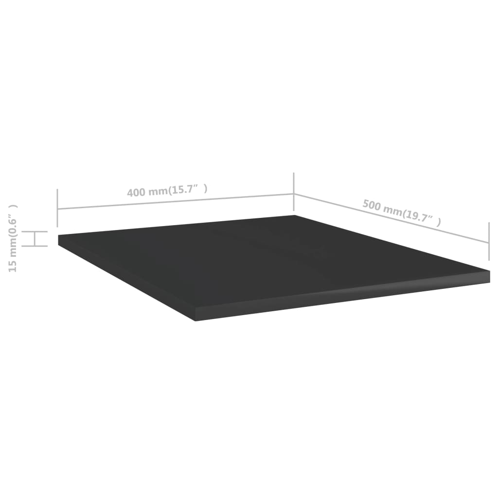 Ripiani per Libreria 8 pz Nero Lucido 40x50x1,5 cm Truciolato cod mxl 47890