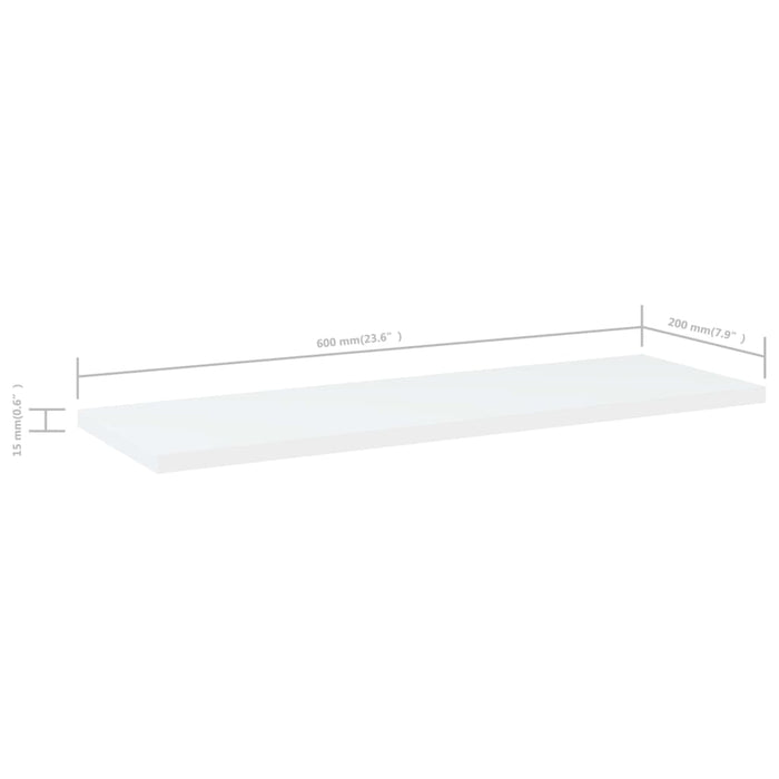 Ripiani per Libreria 8pz Bianchi 60x20x1,5 cm Legno Multistrato 805219