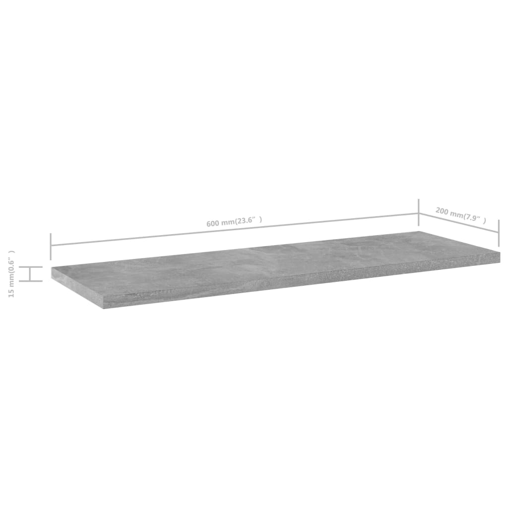 Ripiani Libreria 4 pz Grigio Cemento 60x20x1,5 cm in Truciolato cod mxl 59887
