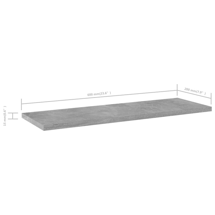 Ripiani Libreria 4 pz Grigio Cemento 60x20x1,5 cm in Truciolato cod mxl 59887