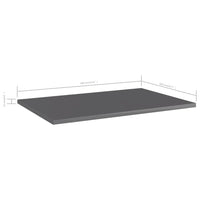 Ripiani Libreria 8 pz Grigio Lucido 60x40x1,5 cm in Truciolato cod mxl 39933