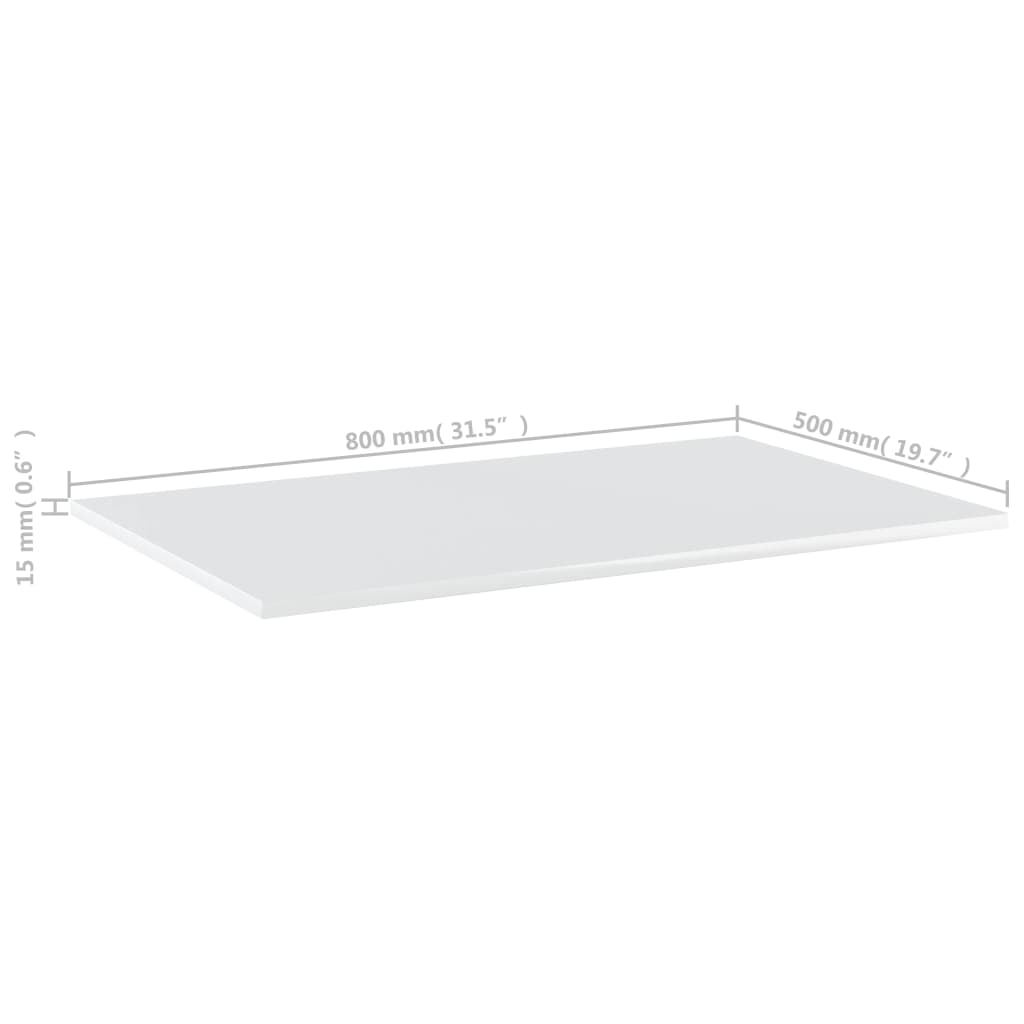 Ripiani per Libreria 4 pz Bianco Lucido 80x50x1,5cm Multistrato 805356