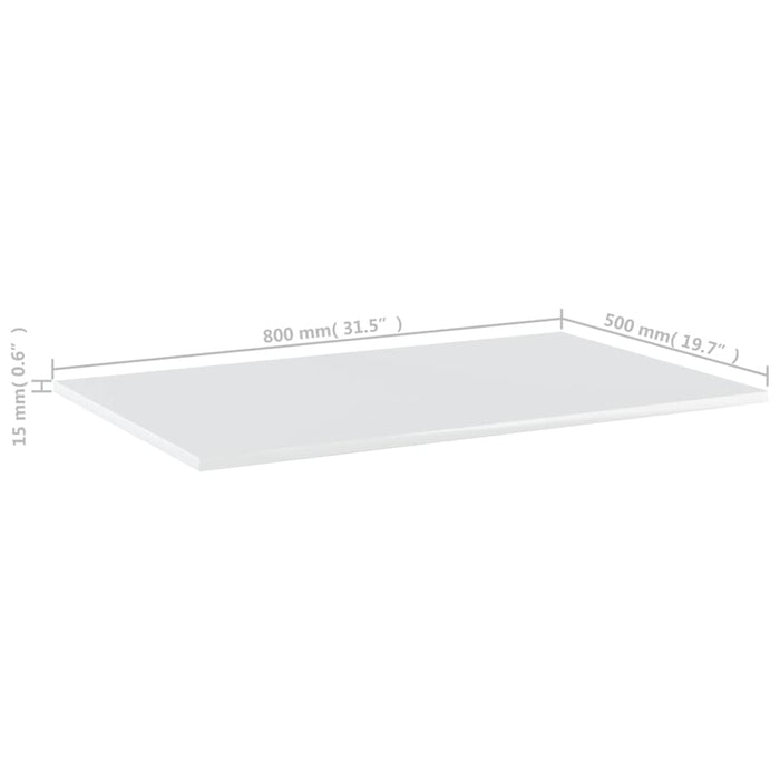 Ripiani per Libreria 4 pz Bianco Lucido 80x50x1,5cm Multistrato 805356