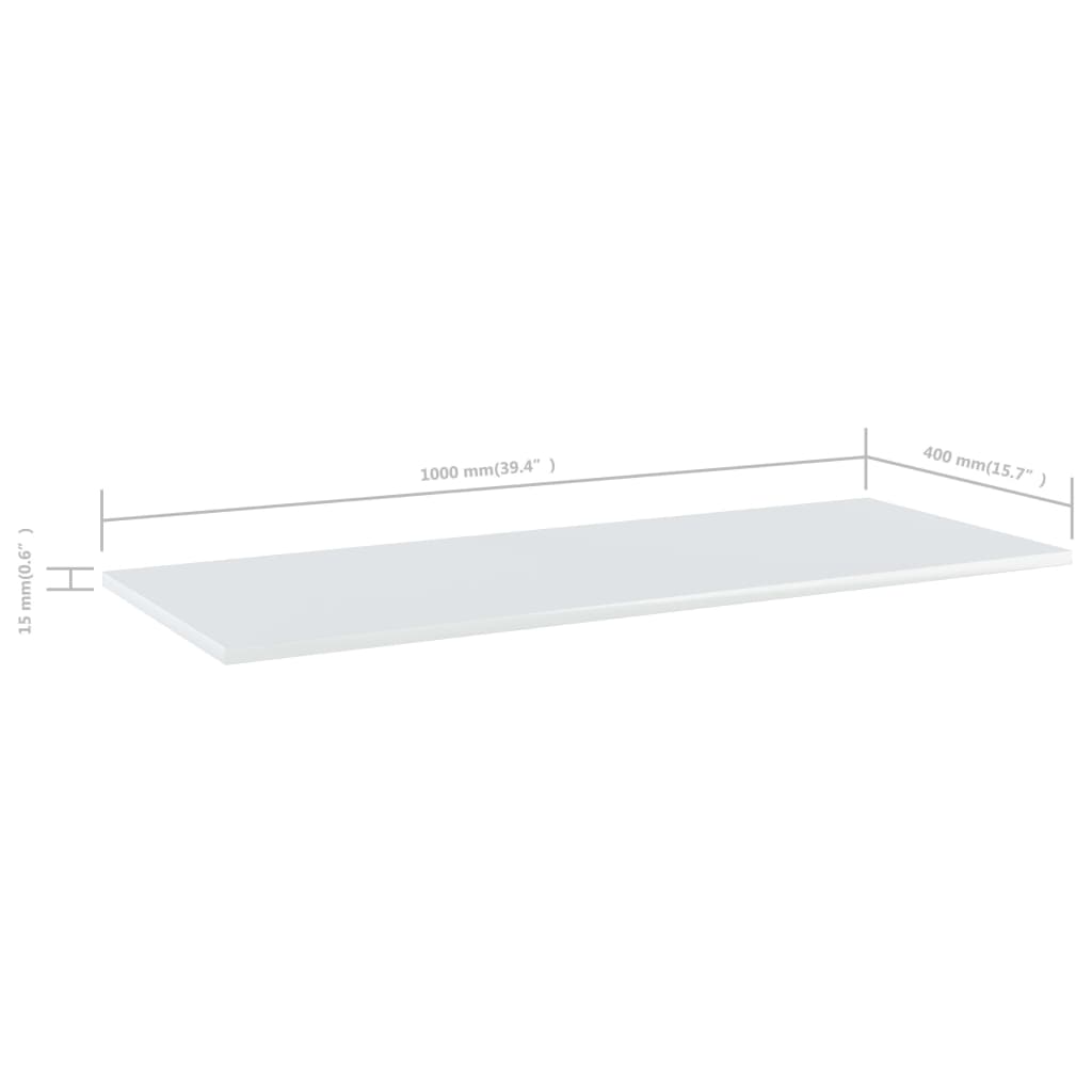 Ripiani per Libreria 4pz Bianco Lucido 100x40x1,5cm Multistrato 805415