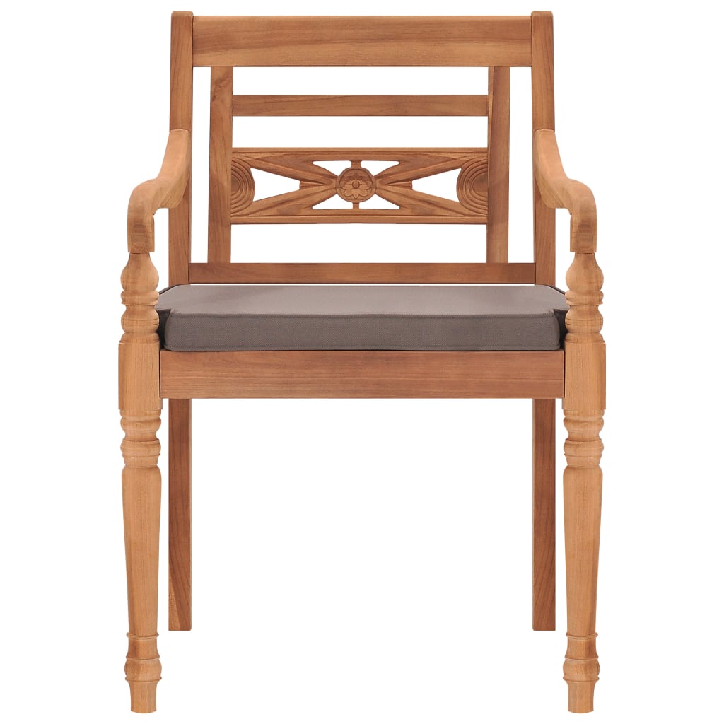 Sedie Batavia 2 pz con Cuscini Grigio Scuro in Massello di Teak	 cod mxl 6661
