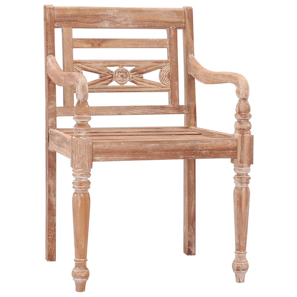 Sedie Batavia 2 pz Bianco Slavato in Legno Massello di Teak 316034