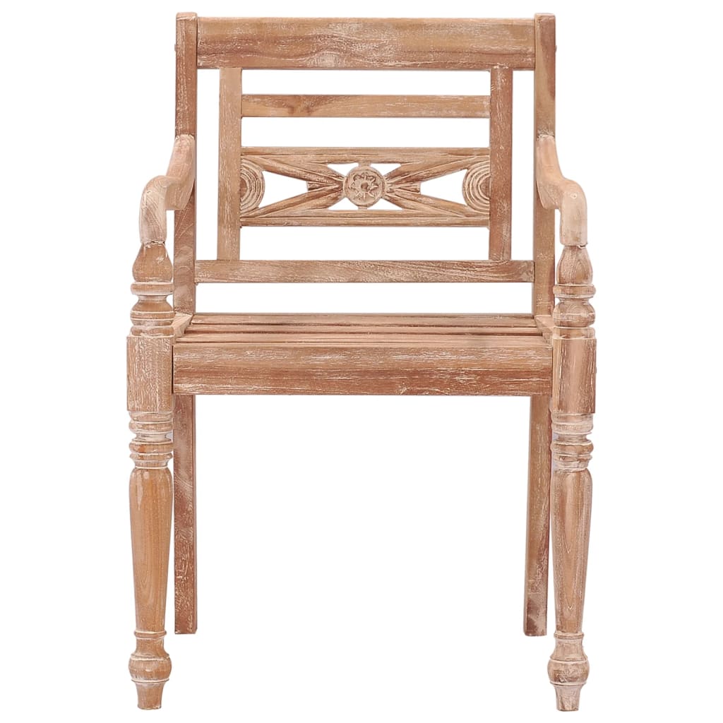 Sedie Batavia 2 pz Bianco Slavato in Legno Massello di Teak 316034