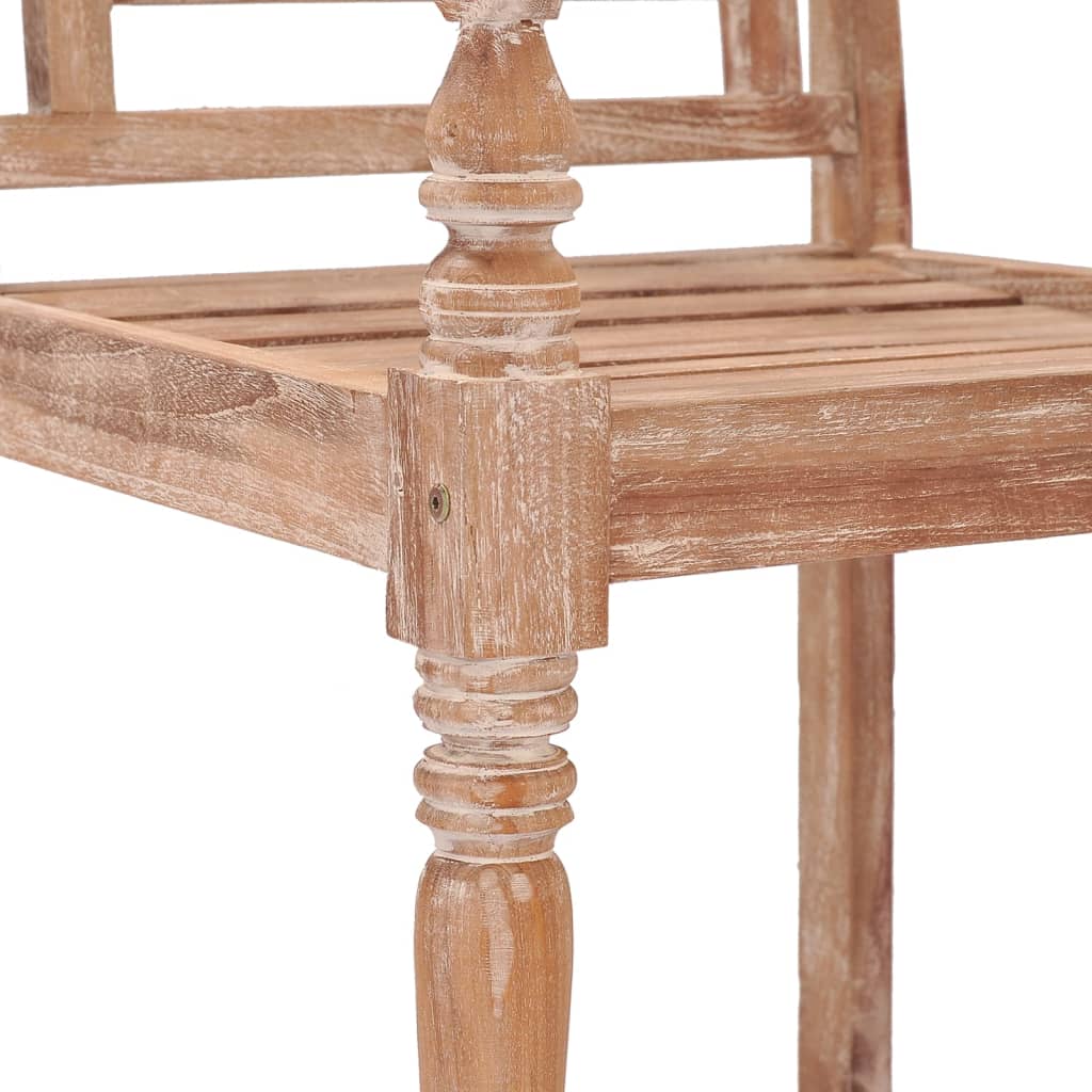Sedie Batavia 2 pz Bianco Slavato in Legno Massello di Teak 316034