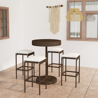 Set da Bar da Giardino 5 pz con Cuscini in Polyrattan Marrone cod mxl 34641