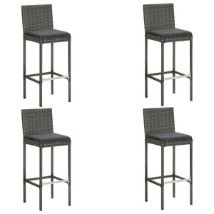Set da Bar da Giardino 5 pz con Cuscini in Polyrattan Grigio 3064767