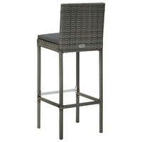 Set da Bar da Giardino 5 pz con Cuscini in Polyrattan Grigio 3064767