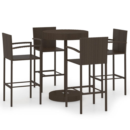 Set da Bar da Giardino 5 pz in Polyrattan Marrone cod mxl 34955