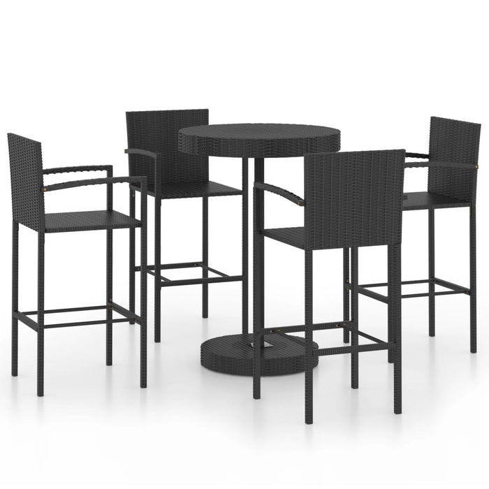 Set Bar da Giardino 5 pz in Polyrattan Nero 3064772
