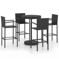 Set Bar da Giardino 5 pz in Polyrattan Nero 3064772