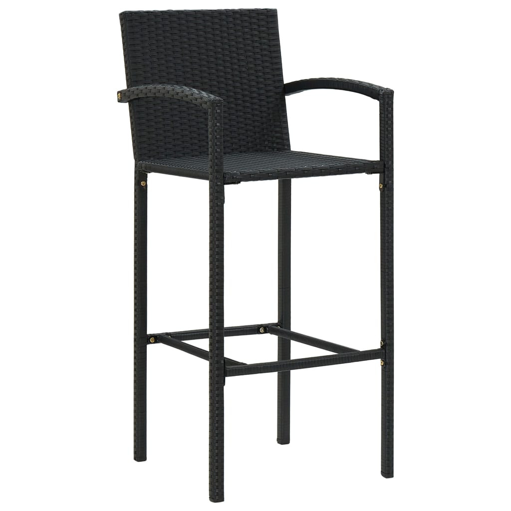 Set Bar da Giardino 5 pz in Polyrattan Nero 3064772