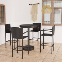 Set Bar da Giardino 5 pz in Polyrattan Nero 3064772