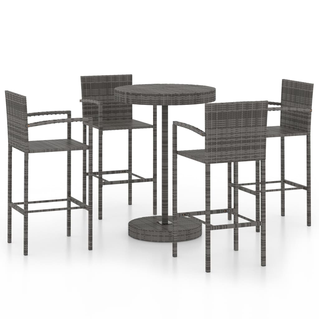 Set da Bar da Giardino 5 pz in Polyrattan Grigio cod mxl 35150