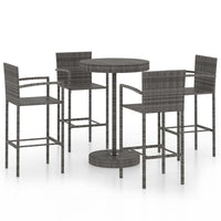 Set da Bar da Giardino 5 pz in Polyrattan Grigio cod mxl 35150