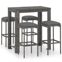 Set da Bar da Giardino 5 pz con Cuscini in Polyrattan Grigio 3064782