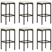 Set da Bar da Giardino 7 pz con Cuscini in Polyrattan Marrone cod mxl 32329