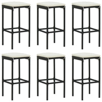 Set bar da giardino 7 pezzi e cuscini in vimini in resina nera 02_0013433