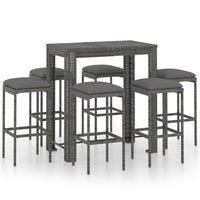 Set da Bar da Giardino 7 pz con Cuscini in Polyrattan Grigio 3064785