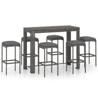 Set da Bar da Giardino 7 pz con Cuscini in Polyrattan Grigio cod mxl 37436