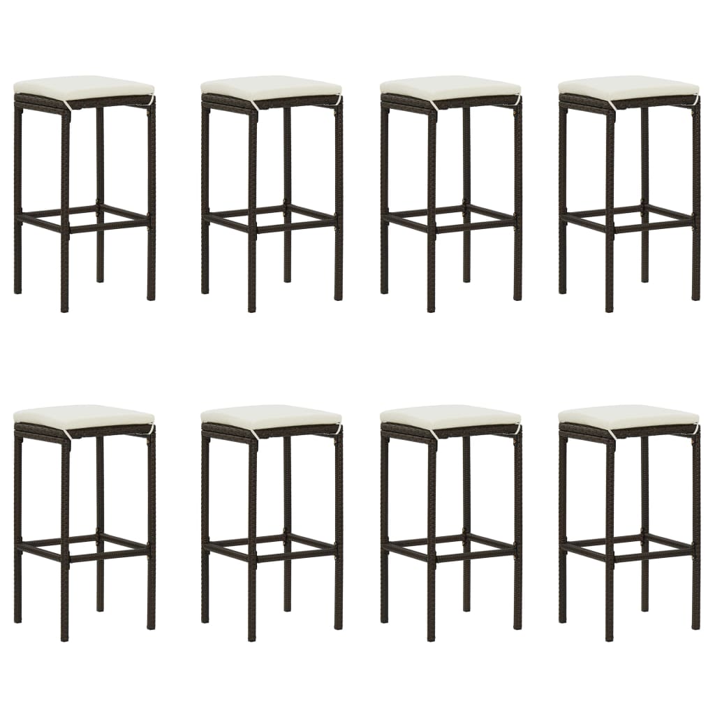 Set da Bar da Giardino 9 pz con Cuscini in Polyrattan Marrone
