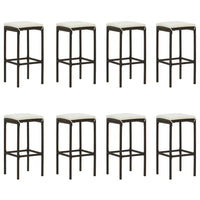 Set da Bar da Giardino 9 pz con Cuscini in Polyrattan Marrone