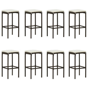 Set da Bar da Giardino 9 pz con Cuscini in Polyrattan Marrone