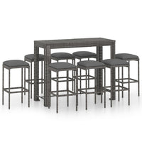 Set da Bar da Giardino 9 pz con Cuscini in Polyrattan Grigio cod mxl 34866