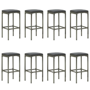 Set da Bar da Giardino 9 pz con Cuscini in Polyrattan Grigio 3064791
