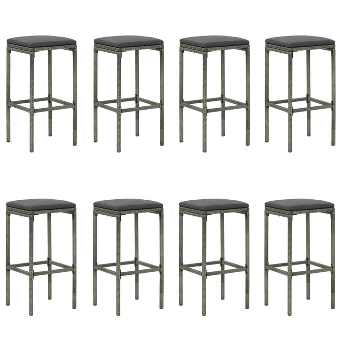 Set da Bar da Giardino 9 pz con Cuscini in Polyrattan Grigio 3064791