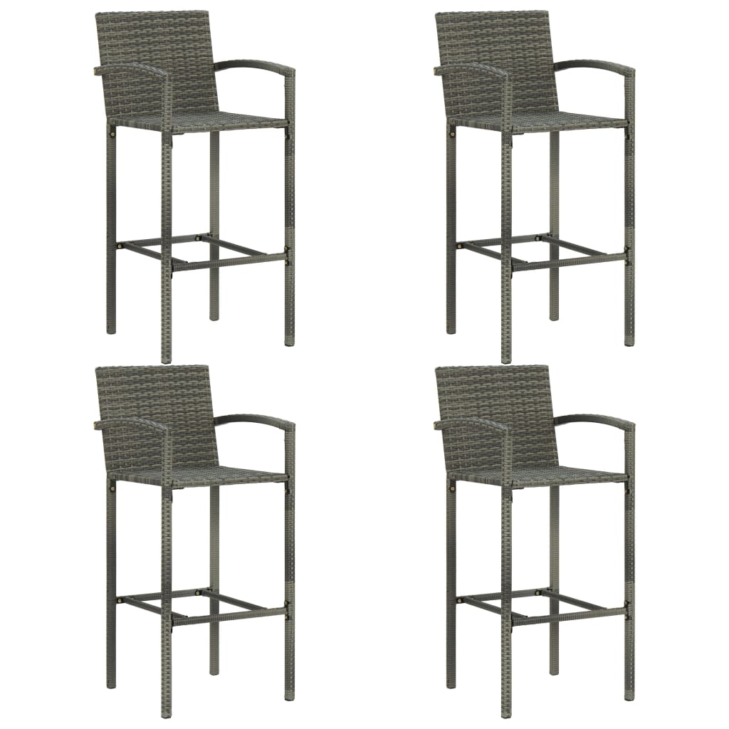 Set Bar da Giardino 5 pz con Braccioli in Polyrattan Grigio 3064809