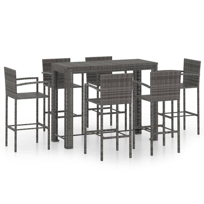 Set Bar da Giardino 7 pz con Braccioli in Polyrattan Grigio cod mxl 40515