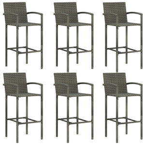 Set Bar da Giardino 7 pz con Braccioli in Polyrattan Grigio cod mxl 40515