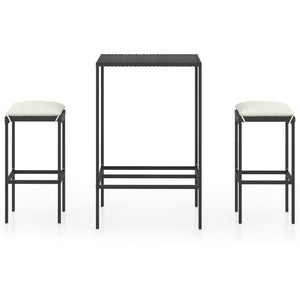 Set Bar da Giardino 3 pz con Cuscini Polyrattan Nero 3064817