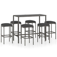 Set da Bar da Giardino 7 pz con Cuscini in Polyrattan Grigio 3064824