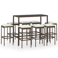 Set da Bar da Giardino 9 pz con Cuscini in Polyrattan Marrone 3064825