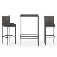 Set da Bar da Giardino 3 pz con Cuscini in Polyrattan Grigio 3064829